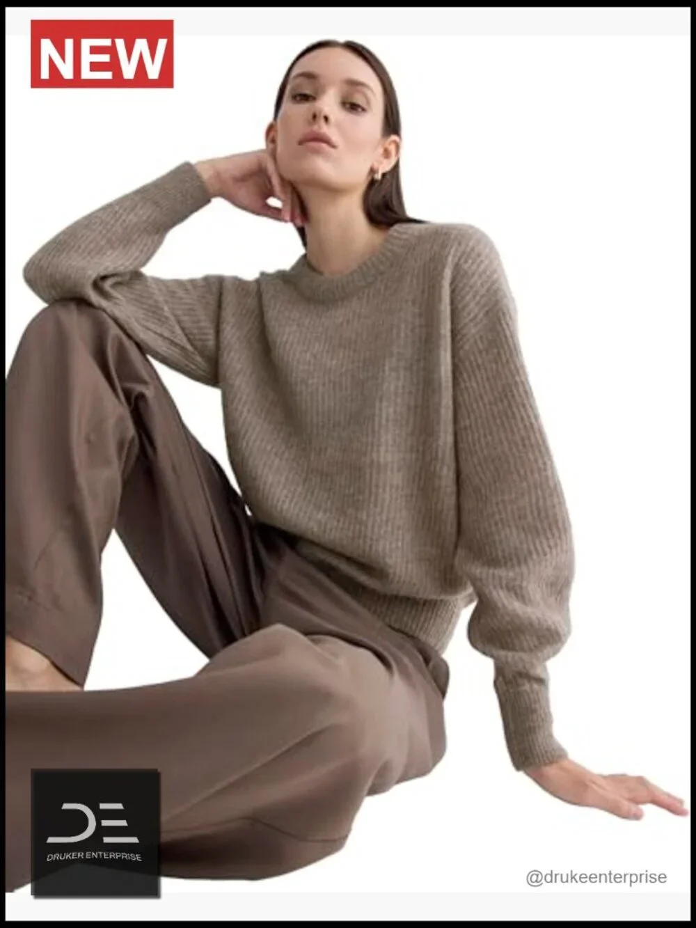 Alpaca Blend Lightweight Ribbed Pullover Sweater